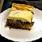 Moussaka on a white plate