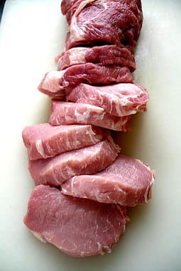 pork loin cut into chops