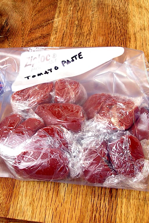 Tomato paste, portioned and packaged