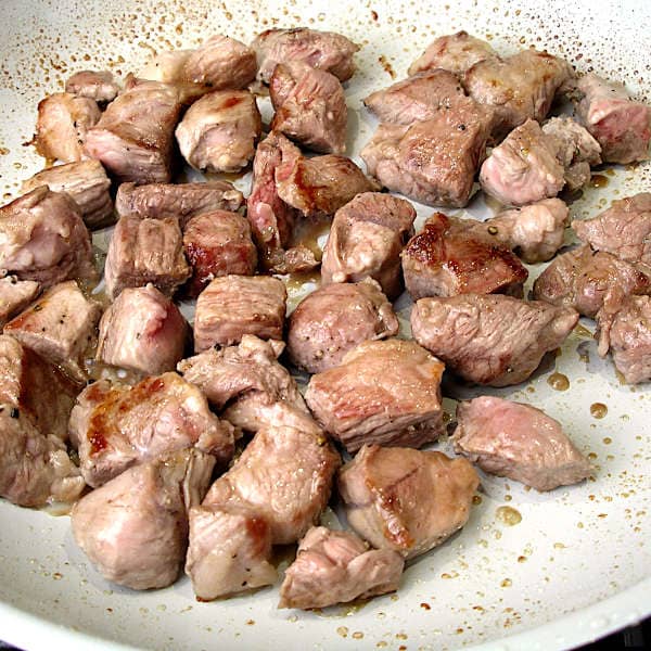 Browning pork for stew